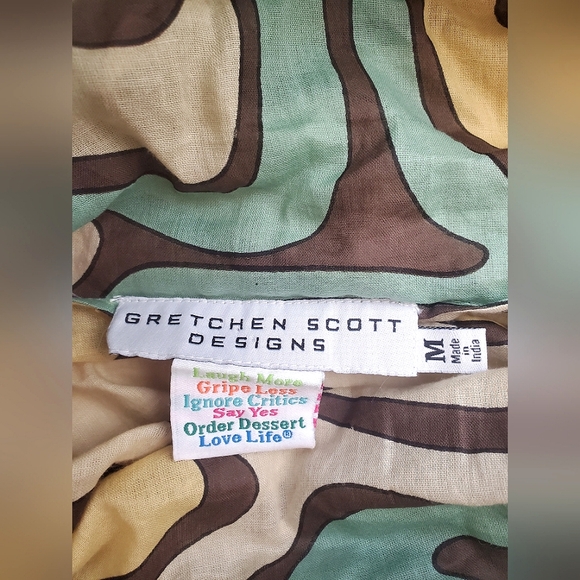 Gretchen Scott Funnel Tunic Top Cowl Neck Blue Bohemian Long Sleeves Size Large - Picture 10 of 12